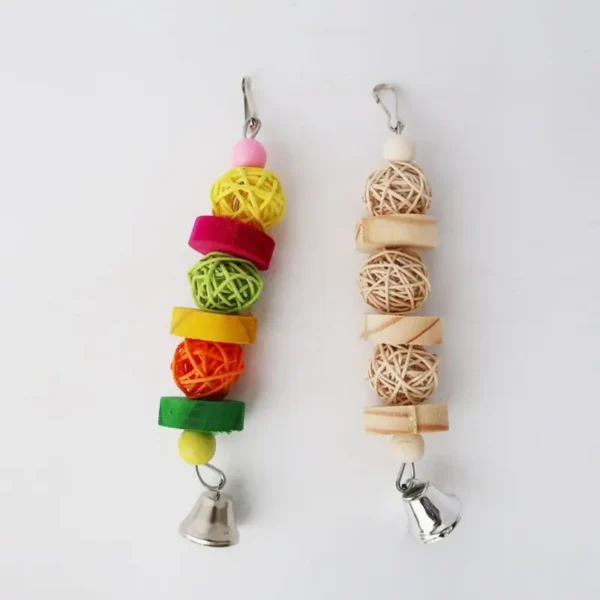 Bird Chew Toy Natural Wood Blocks Rattan Ball Parrot Entertainment Toys for Parakeet Cockatiel Lovebird Mini Macaw - Image 3