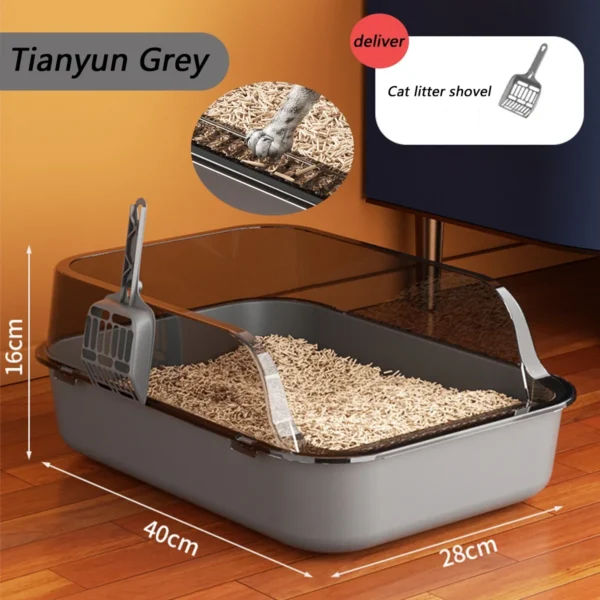 Cat Litter Box Thickening Kitty Sandbox Semi-enclosed High Side Splashproof Pet Bedpans with Litter Scoop Cleaning Cat Supplies - Image 4