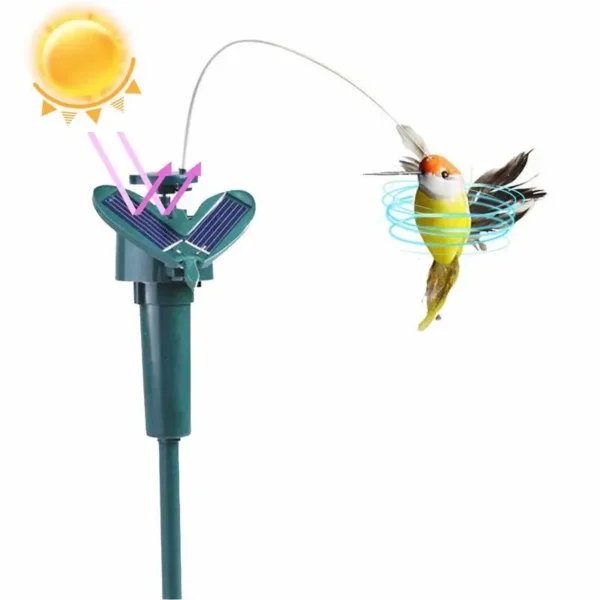 Solar Fluttering Hummingbird Feather Wings and Tail Flying Hummingbird Toy Funny Solar or Battery Powered Toy Wobble Fluttering - Image 3