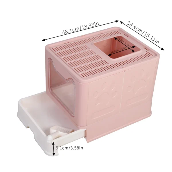 Large Pink Cat Litter Box Tray Top Entry Cat Toilet with Lid Hooded Kitten Litter Drawer Tray with Scoop No Smell Easy Cleaning - Image 6