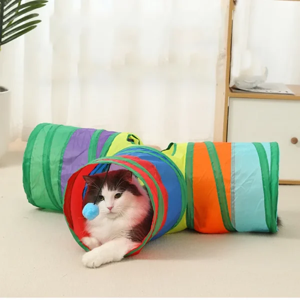 Cat Tunnel Foldable Cat Tunnel Pet Supplies Cat S T Y Pass Play Tunnel Cat Toy Breathable Drill Barrel for Indoor loud paper - Image 8