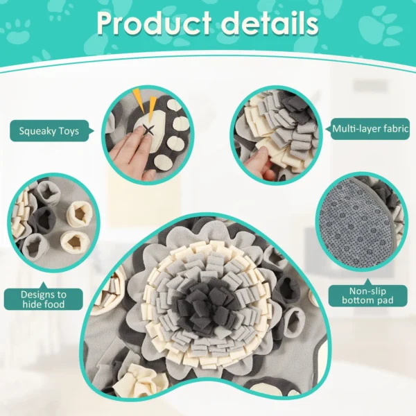 Dog Snuffle Mat Pet Toys Interactive Training Sniff Natural Feeding Mat Squeaker Dog Treat Relieve Pressure Snuffle Toys - Image 7
