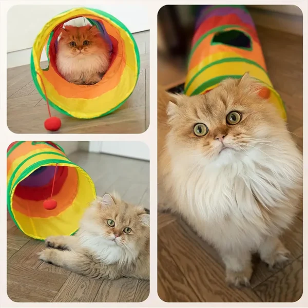 Cat Tunnel Foldable Cat Tunnel Pet Supplies Cat S T Y Pass Play Tunnel Cat Toy Breathable Drill Barrel for Indoor loud paper - Image 5