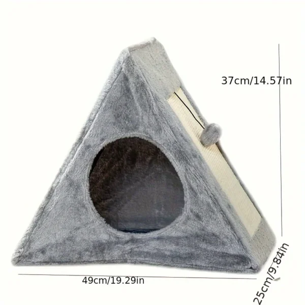 Pet bed suitable for cats under 15 pounds with plush toy ball cat scratching board - Image 5