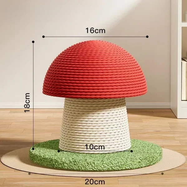 Red Mushroom Cat Scratching Post – Durable Sisal Cat Toy, Anti-Scratch Climbing Pole with Cute Decor for Cats - Image 2