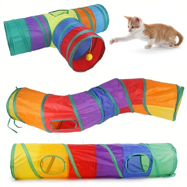 Cat Tunnel Foldable Cat Tunnel Pet Supplies Cat S T Y Pass Play Tunnel Cat Toy Breathable Drill Barrel for Indoor loud paper - Image 3