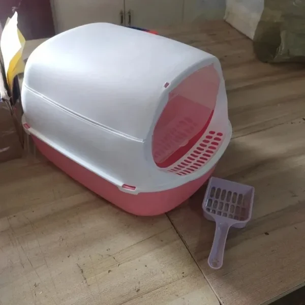 Kitty Sandbox Cat Litter Box Semi-enclosed Splashproof Cat Tray Cat Toilet Cleaning Basin Supplies Pet Toilet Kitten Tray Bedpan - Image 9