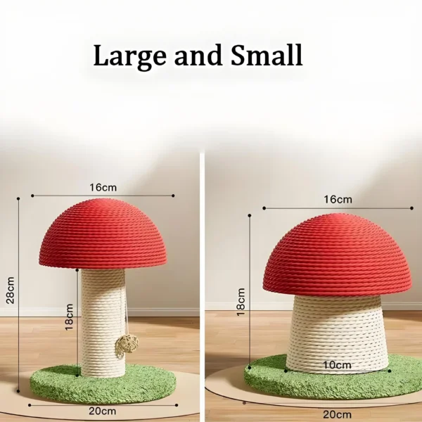 Red Mushroom Cat Scratching Post – Durable Sisal Cat Toy, Anti-Scratch Climbing Pole with Cute Decor for Cats - Image 3
