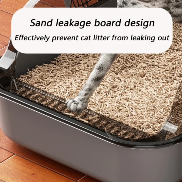 Cat Litter Box Thickening Kitty Sandbox Semi-enclosed High Side Splashproof Pet Bedpans with Litter Scoop Cleaning Cat Supplies - Image 6