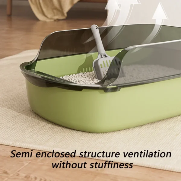 Cat Litter Box Thickening Kitty Sandbox Semi-enclosed High Side Splashproof Pet Bedpans with Litter Scoop Cleaning Cat Supplies - Image 7
