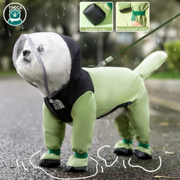 Dog Raincoat Pet Waterproof with Transparent Hooded Jumpsuit Dog Clothing Clothes for Dogs Cats Water Resistant Costume - Image 3