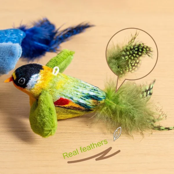 Smart Cat Chirping Bird Toy - Auto Sound Activation, Chew-Resistant Feathers & Catnip Attraction, Dual Play Modes for Interactiv - Image 6