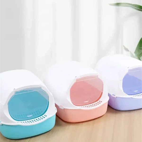 Kitty Sandbox Cat Litter Box Semi-enclosed Splashproof Cat Tray Cat Toilet Cleaning Basin Supplies Pet Toilet Kitten Tray Bedpan - Image 7
