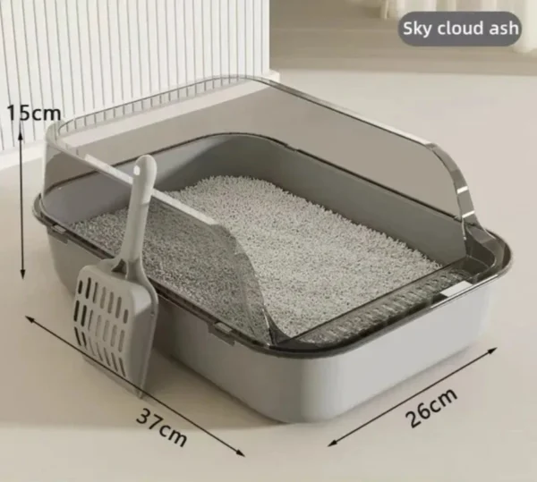 Kitty Sandbox Cat Litter Box Semi-enclosed Splashproof Cat Tray Cat Toilet Cleaning Basin Supplies Pet Toilet Kitten Tray Bedpan - Image 2