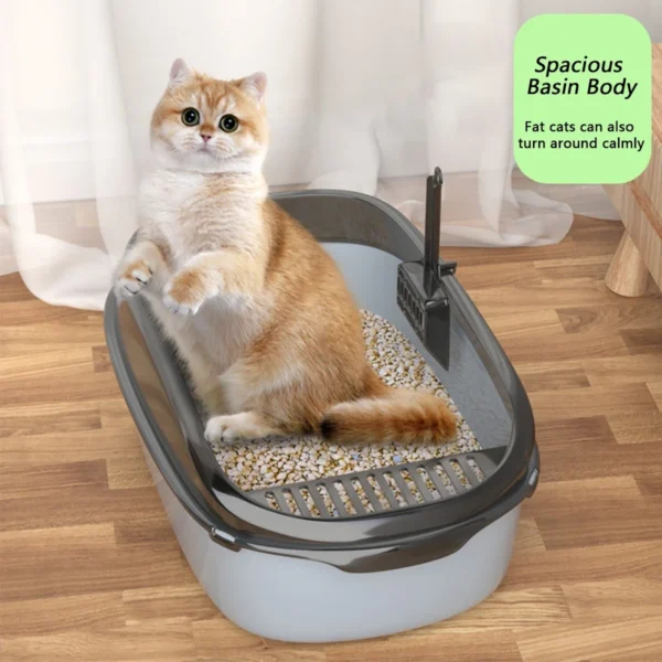 Cat Litter Box Thickening Kitty Sandbox Semi-enclosed High Side Splashproof Pet Bedpans with Litter Scoop Cleaning Cat Supplies - Image 5