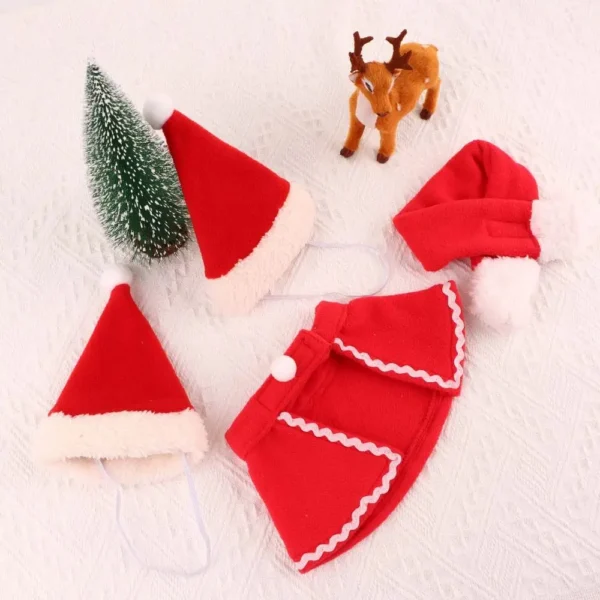 Cute Winter Pet Cloak Dog Cat Christmas Clothes Warm Puppy Santa Red Scarf Hat Head Funny Christmas Pet Costume Dog Cat Cloaks - Image 11