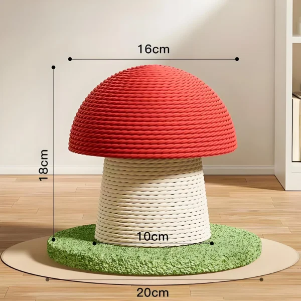 Red Mushroom Cat Scratching Post – Durable Sisal Cat Toy, Anti-Scratch Climbing Pole with Cute Decor for Cats - Image 7